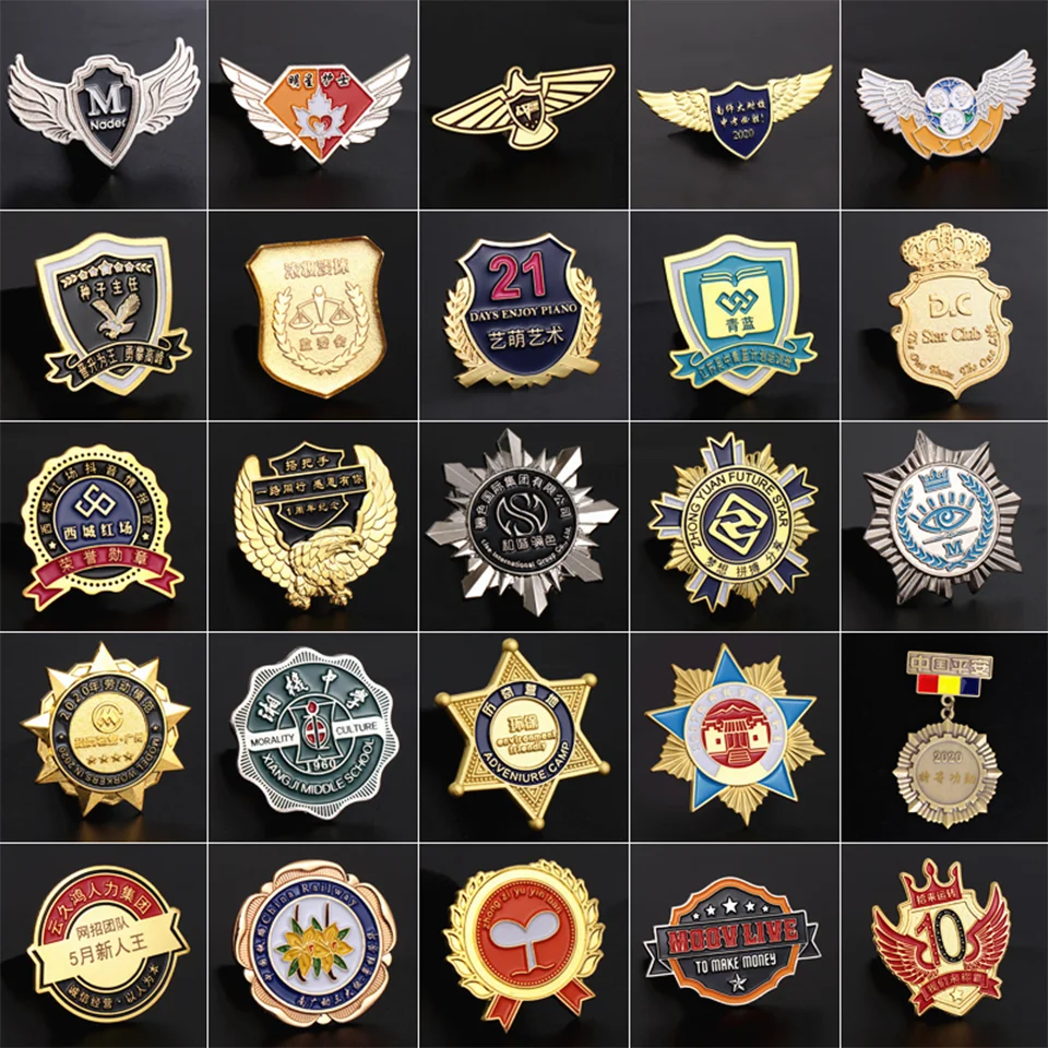 Wholesale Cheap Custom LOGO Lapel Collar Alloy Brooch Anime Enamel Safety Pin Metal Name Badge for Gift