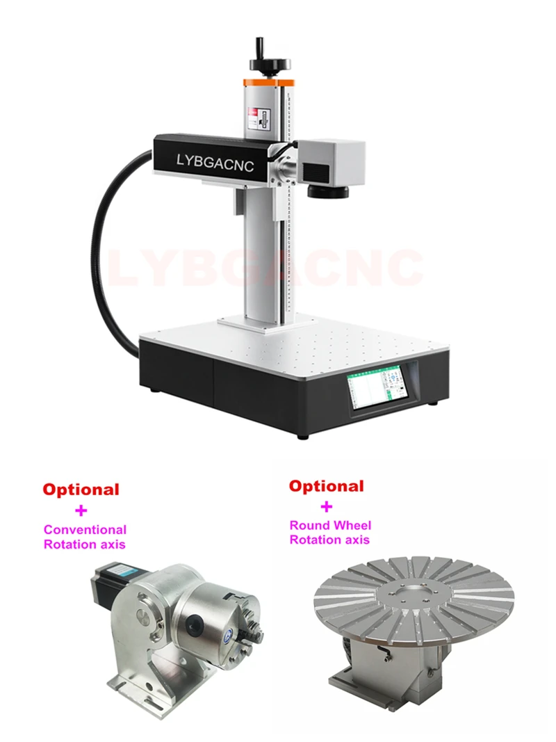 Disassembled LY Desktop mini Fiber Laser Marking Machine upgrade Rotation Axis for PVC Plastic Stainless Steel Cartoon Package