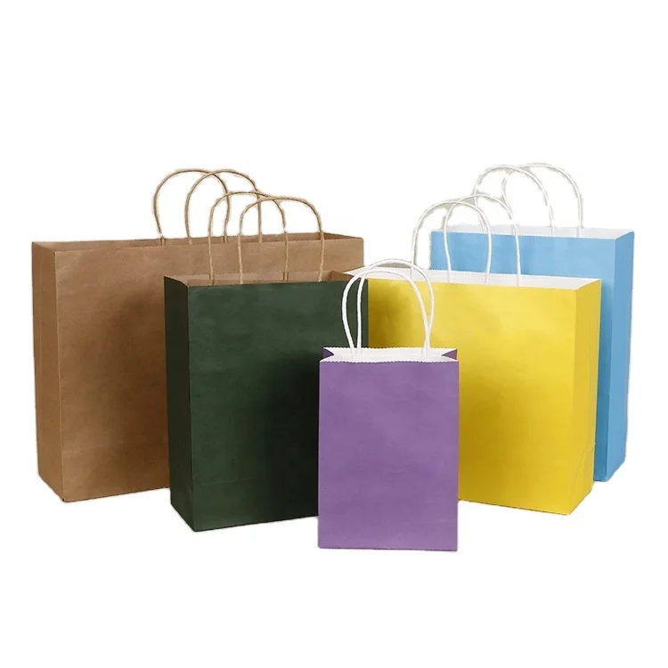 Cheap New Recyclable kraft paper bag with twisted handle reusable shopping paper bags logo printed