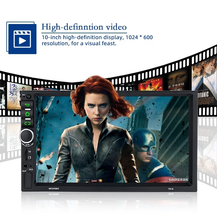 2 Din 7 дюймов 7918 Android 1024*600 HD 1080P Full сенсорный экран Автомобильный видеорегистратор зеркало Vlc Apk обоих концах для подключения внешних устройств к автомобильной Радио система DVD