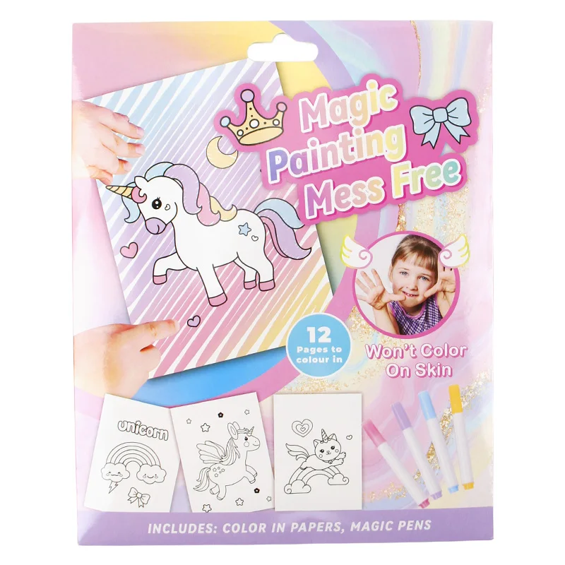 Magic Painting Mess Free Coloring Kit with 12 Pages and Magic Pens, Perfect for Toddlers and Young Children, for Girl and  Boy