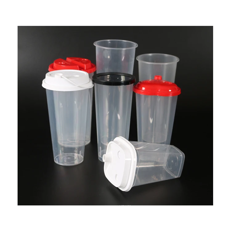 
2021 Made in China Disposable Plastic Tea Cup Smoothie Plastic Tea Cup with Sealing Lid 