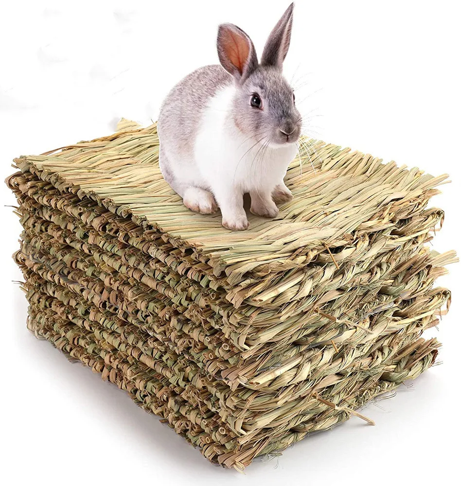 Dropshipping Natural Grass Hamster Bed Mat Rabbit Nest Cage Safe Chew Toy for Guinea Pig Woven