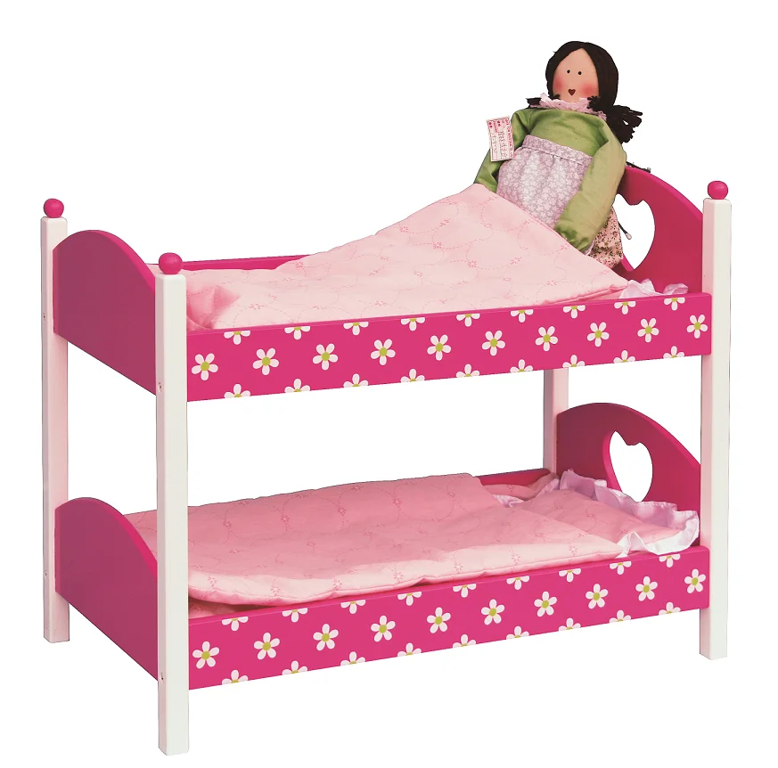  Hot Sale Handmade Wooden Doll Furniture Bunk Bed For Twin Fits 18 Inch Toy With