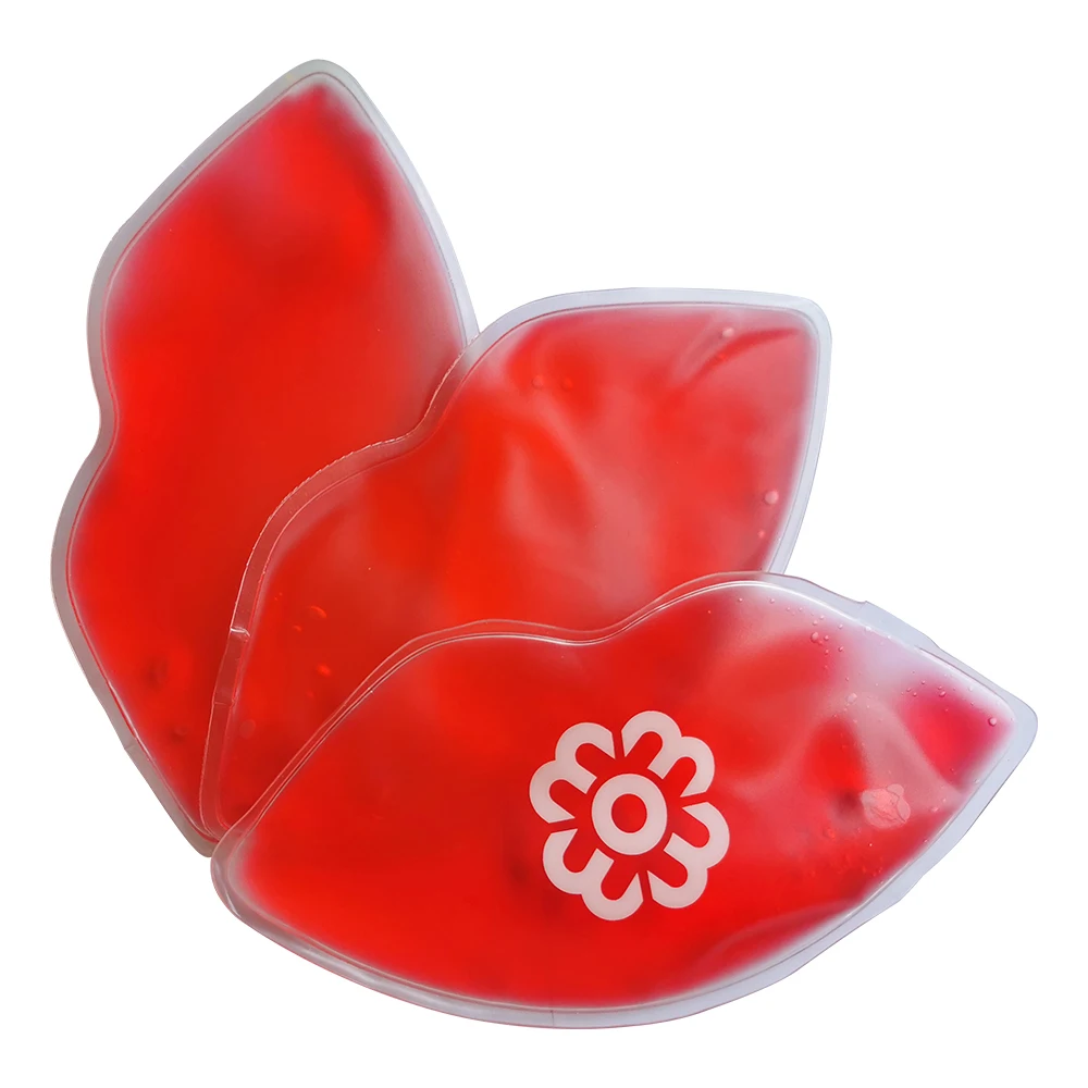 Factory Supply Relaxing Cooling and Hot Red Lip Shape Gel Ice Packs with logo to Relieve Pain and Fatigue