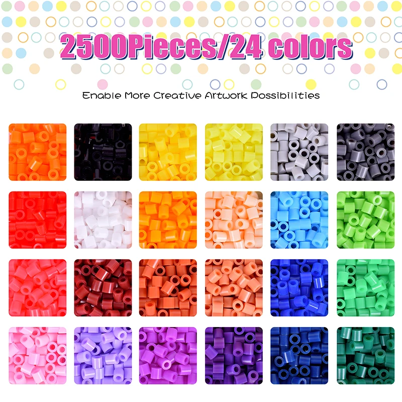 Toowl 5mm Custom Wholesale 24 Colors Children Educational Toys Ironing Eco Friendly Hama Perler Beads Fuse Beads Kit