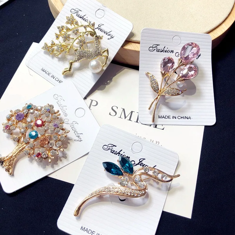 PUSHI New brooch Korean fashion flower bulk brooch rhinestone pin brooch ladies