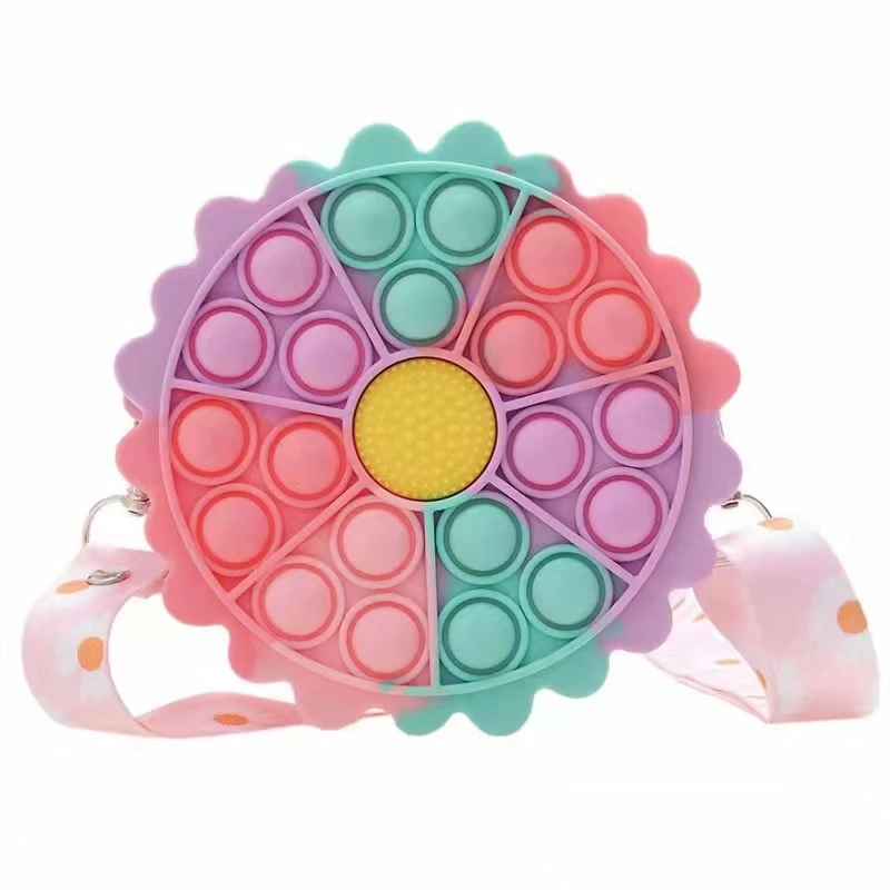 Pop Shoulder Bag Purse Fidget Sensory Toys, Sunflower Pop Bag Simple Push Bubble shoulder Bags, School Supplies Popper Backpack