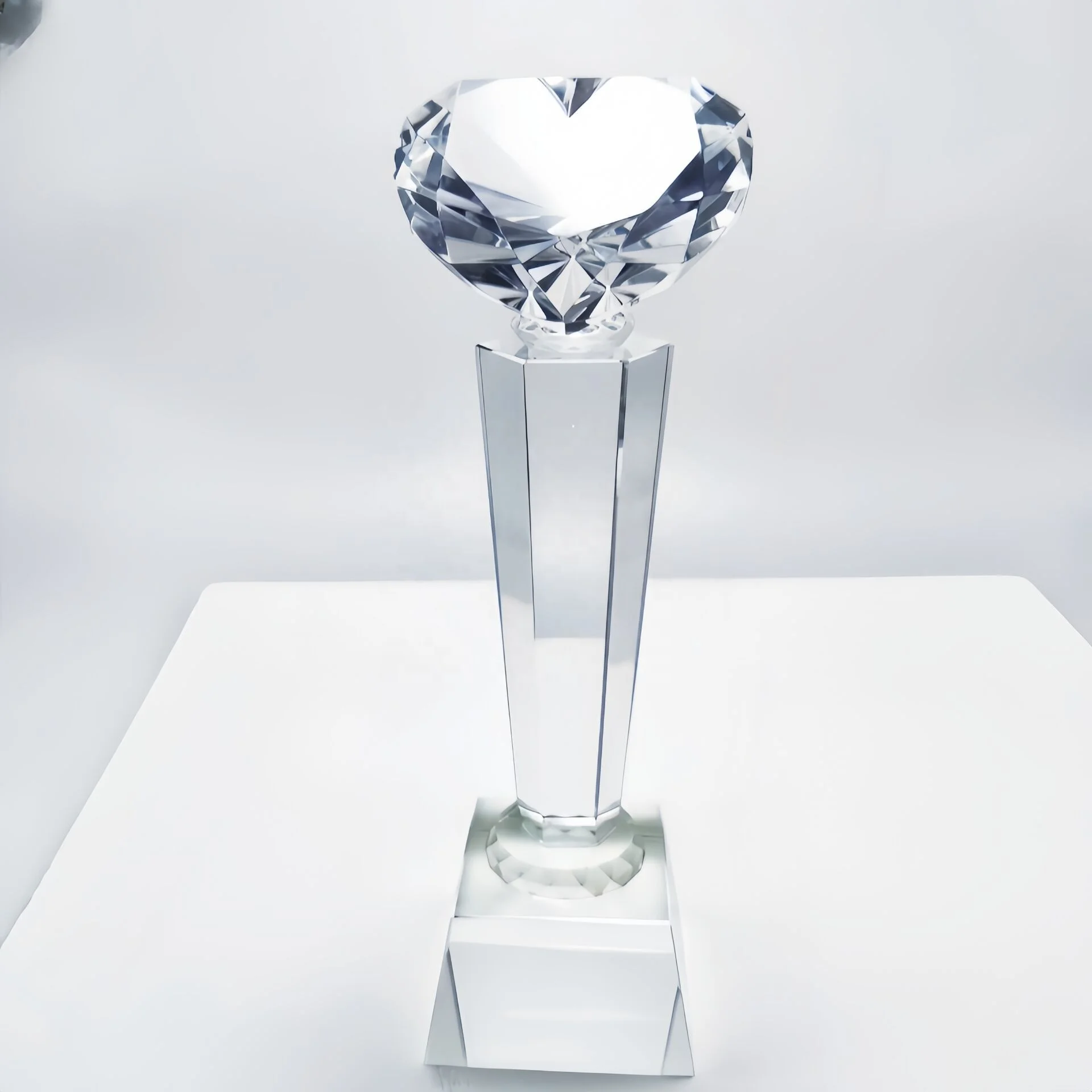 heart shape crystal diamond trophy award manufacturer customize crystal trophy made in china cristal trophy