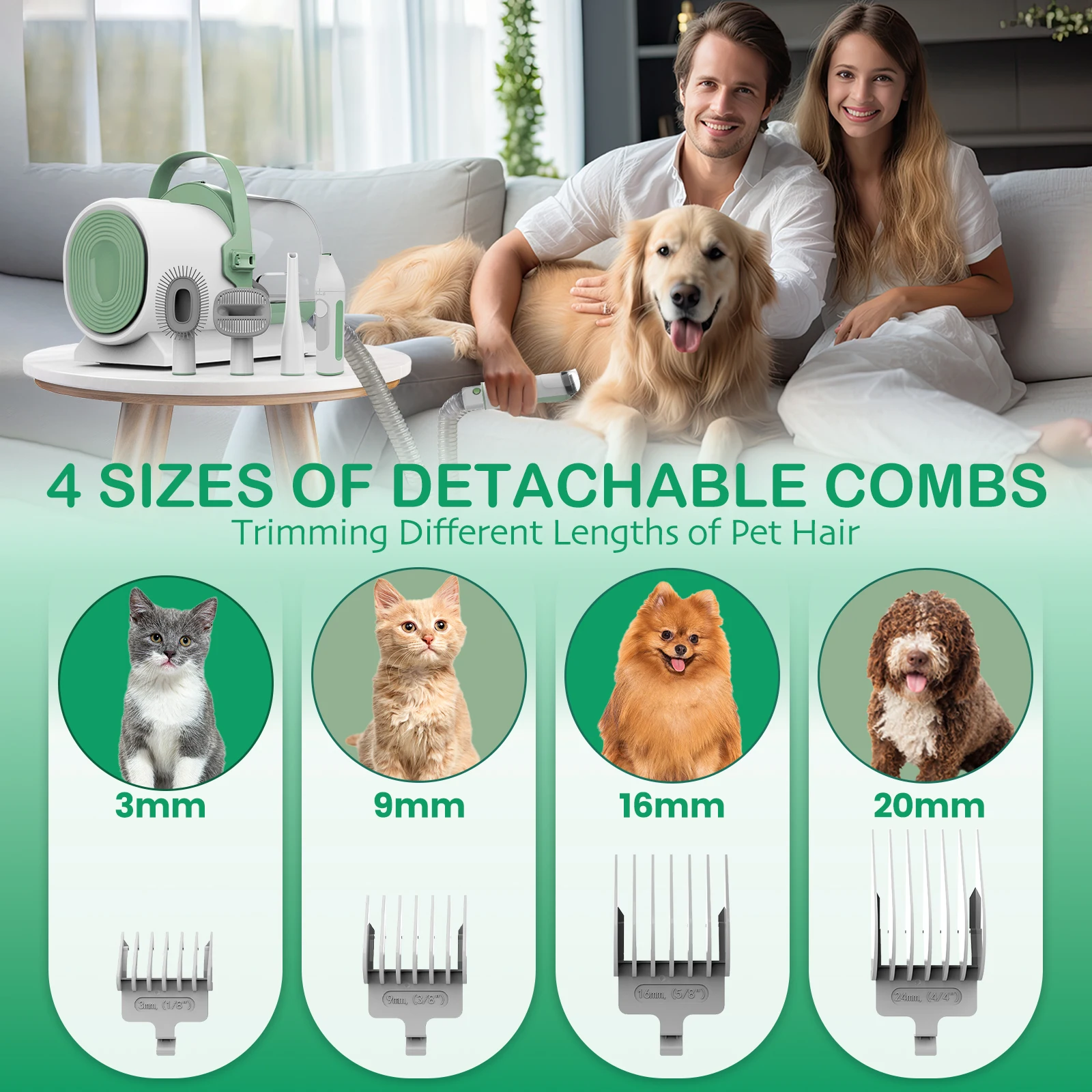USA 48H Fast Shipping Unique Design 11000Pa Pet Supplies Dogs Grooming Brushes 2.5L Professional Cat Shedding Vacuum Grooming