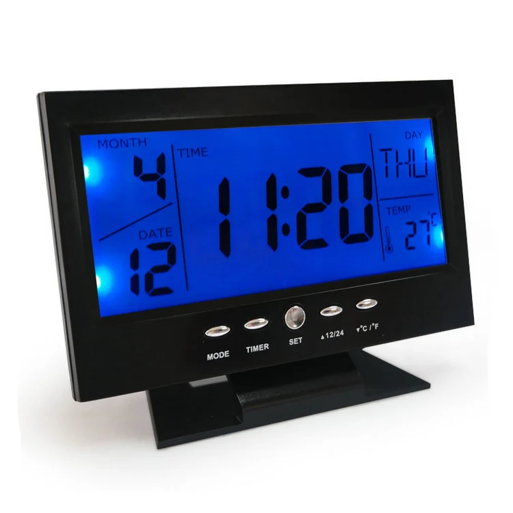 Jumbo LCD Digital Display LED Nightlight Electronic Table Perpetual Calendar Clock