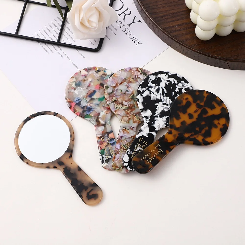 PDANY Wholesale Vintage Cellulose Acetate Cosmetic Mirror Travel Make up Immaculate Eco Friendly Material Classic Elegant Mirror