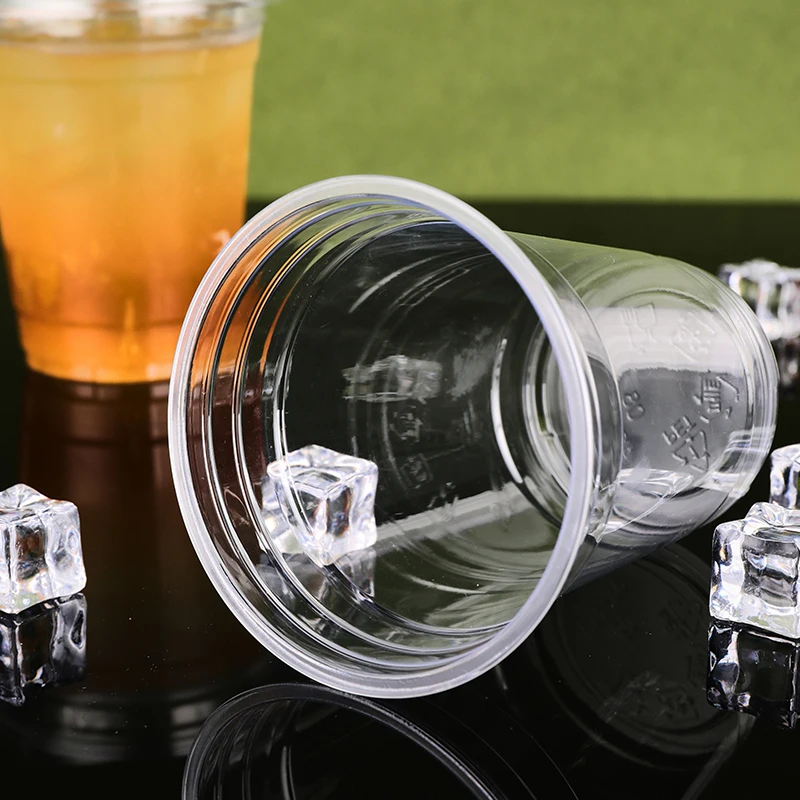 92 mm Custom Logo PP PET frosted Plastic dessert cold Drink Cups Cheap6/ 8/9/16/24/32oz u shape clear plastic cups with lid