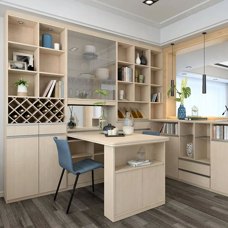 Best Seller Custom Smart Living Room Tall Wooden Wine Display Cabinet For Villa Furniture