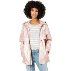 Hooded Rain Jacket for Adults Waterproof Reusable Plastic Central Raincoat Vinyl  Rainwear