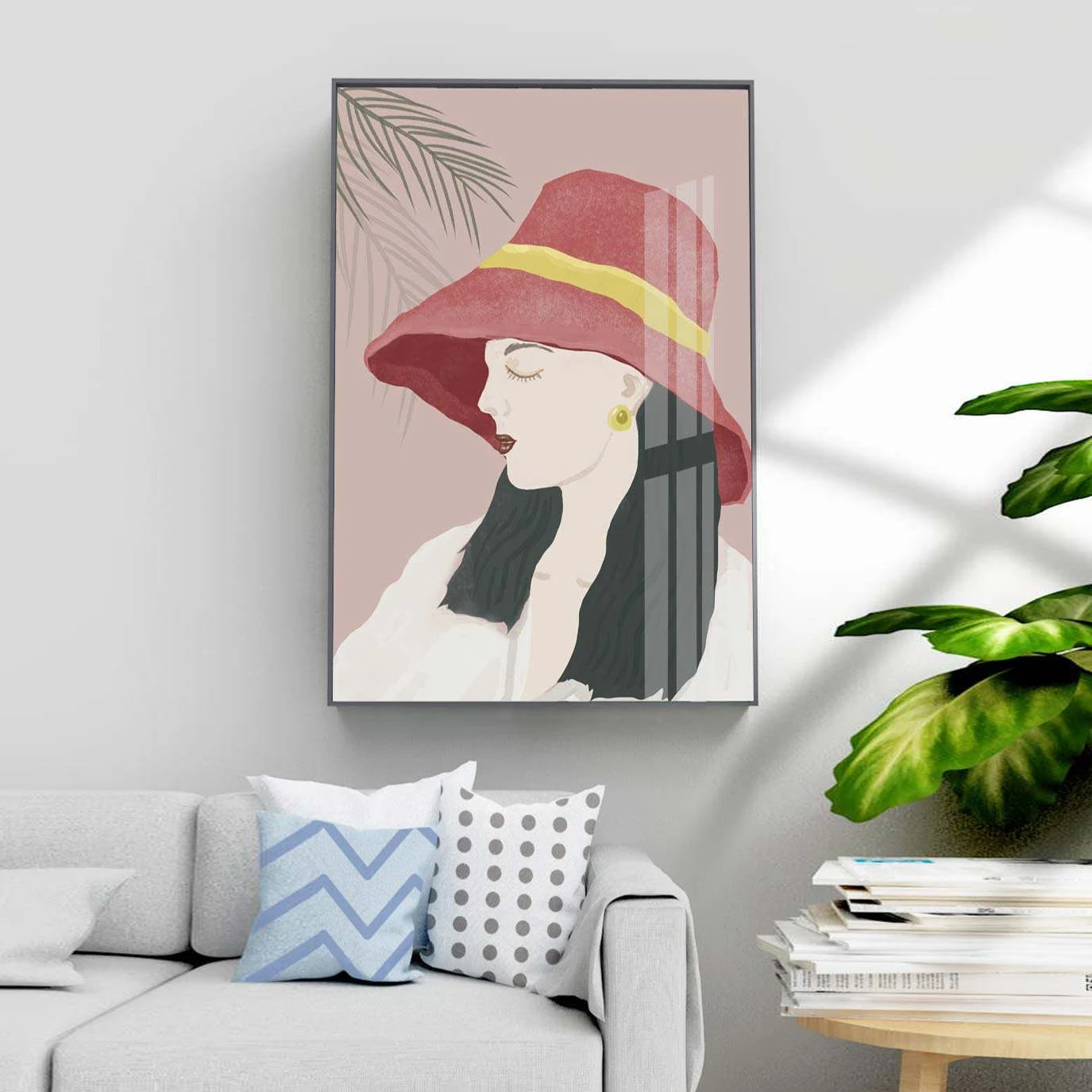 Высококачественная модная женская с шапкой абстрактная портретная фигурка Настенная картина холст искусство домашняя декоративная живопись