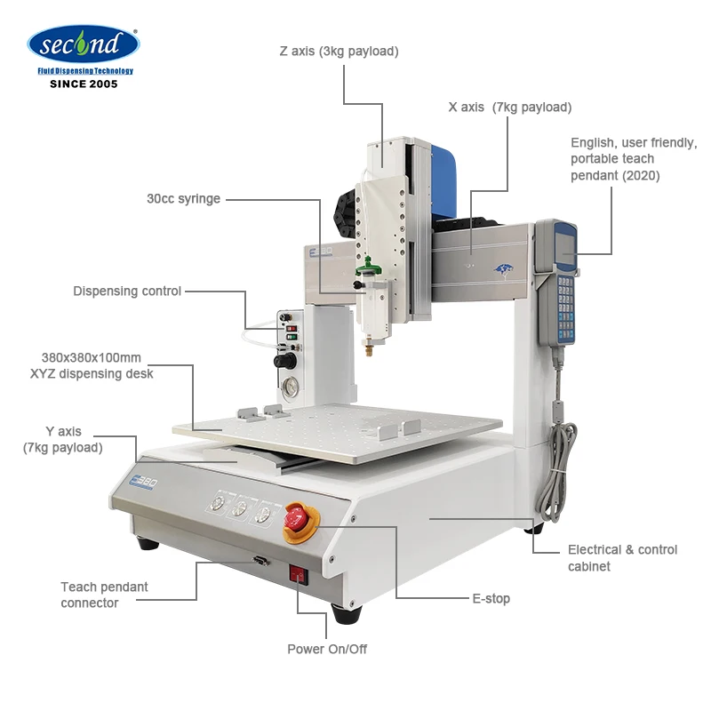 Benchtop automatic 5 or 30cc UV solder paste glue dispensing machine