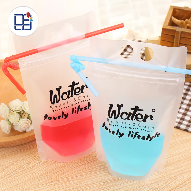 
Stock products soda water drink frosted plastic beverage packaging bag for custom 