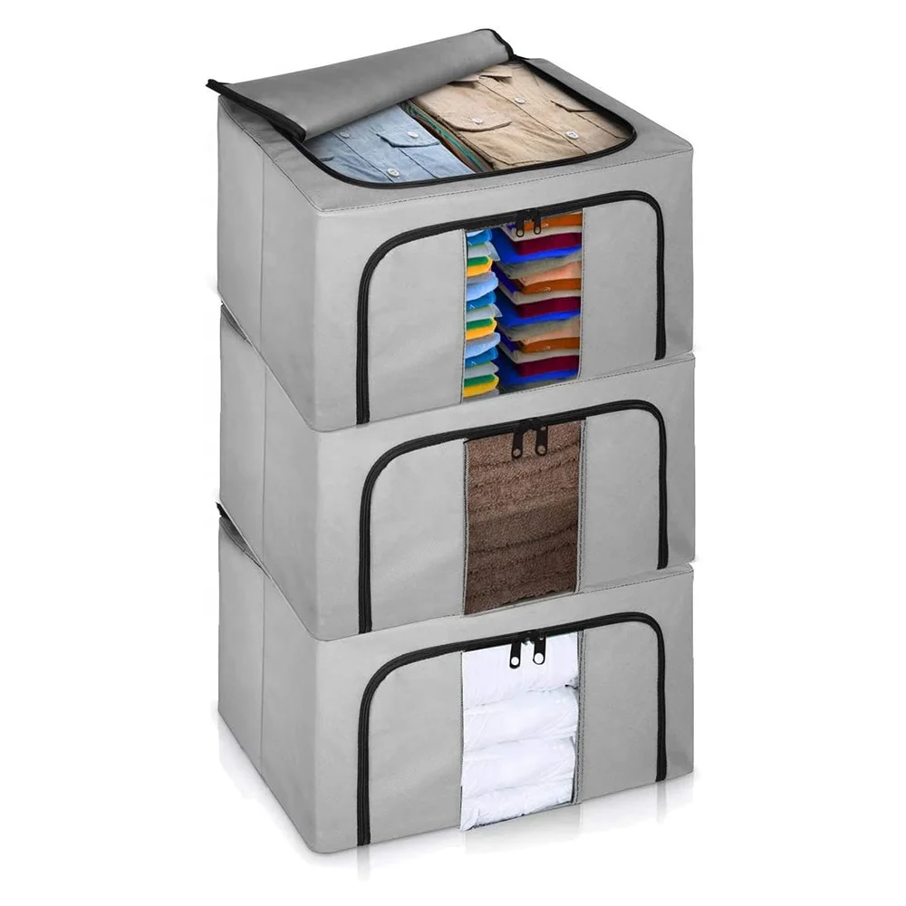 Складная Нетканая стальная рама сумка для хранения органайзер с застежкой-молнией прозрачное окно пододеяльников одеял постельных принадлежностей одежды полотенец игрушек