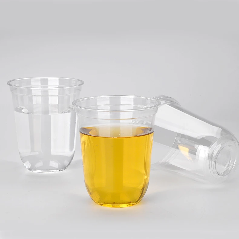 
500 мл прозрачные одноразовые пластиковые U-образные стаканчики для молочных коктейлей с крышками 