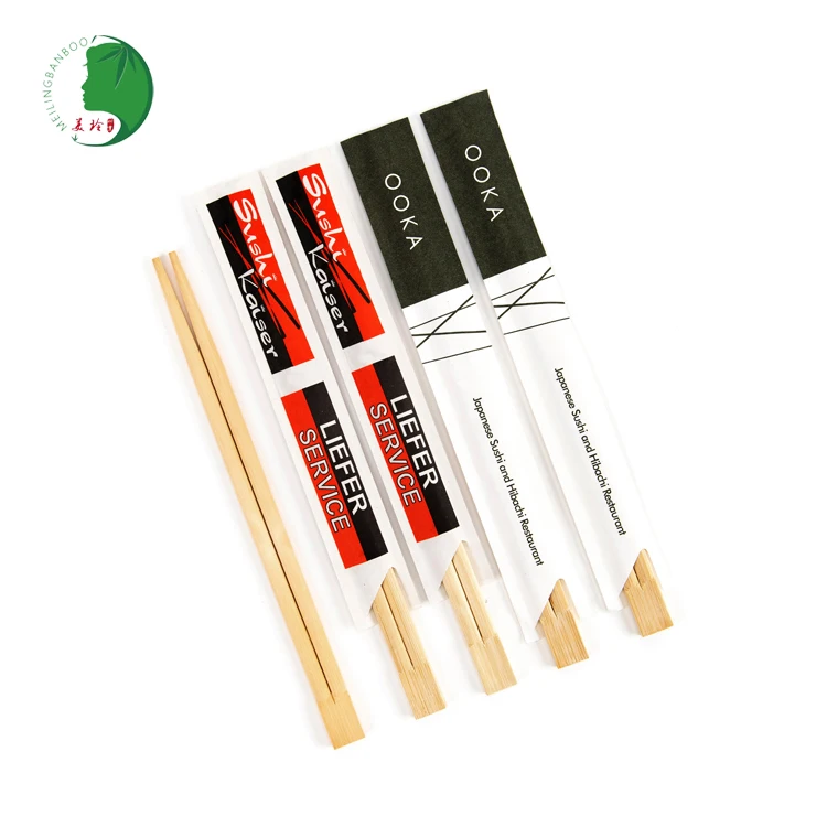 Custom Printed Logo Bulk One-off SuShi Sumpit Chop Stick Disposable Round Tensoge bacchette Twin Bamboo Chopstick