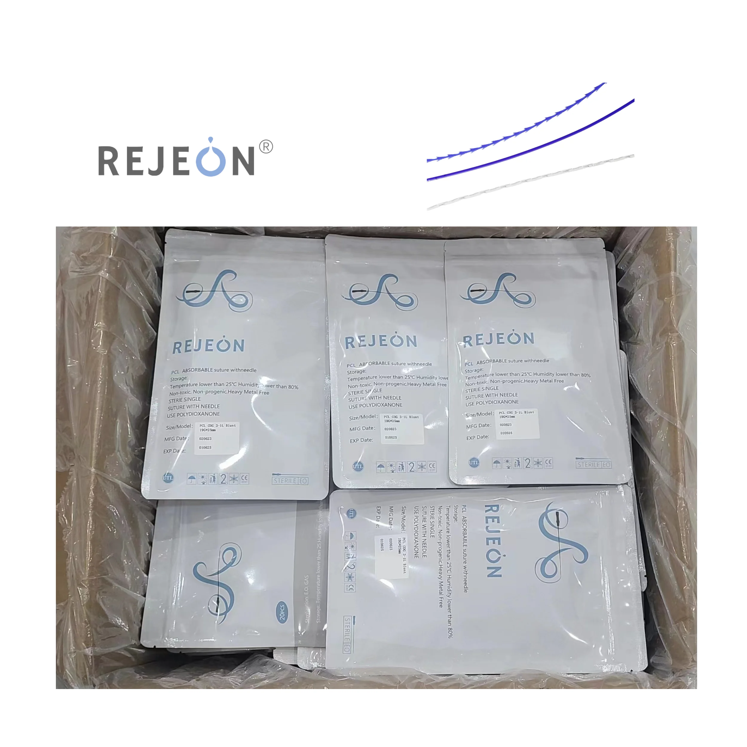 REJEON korean time machine size 60x80 6d cog pdo threads fish bone for facial lift