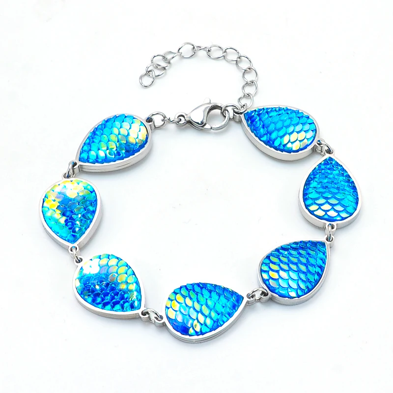 Синий дракон весы браслет в виде рыбьей чешуи браслет ювелирные изделия из нержавеющей стали браслеты из нержавеющей стали для женщин, женские ювелирные изделия