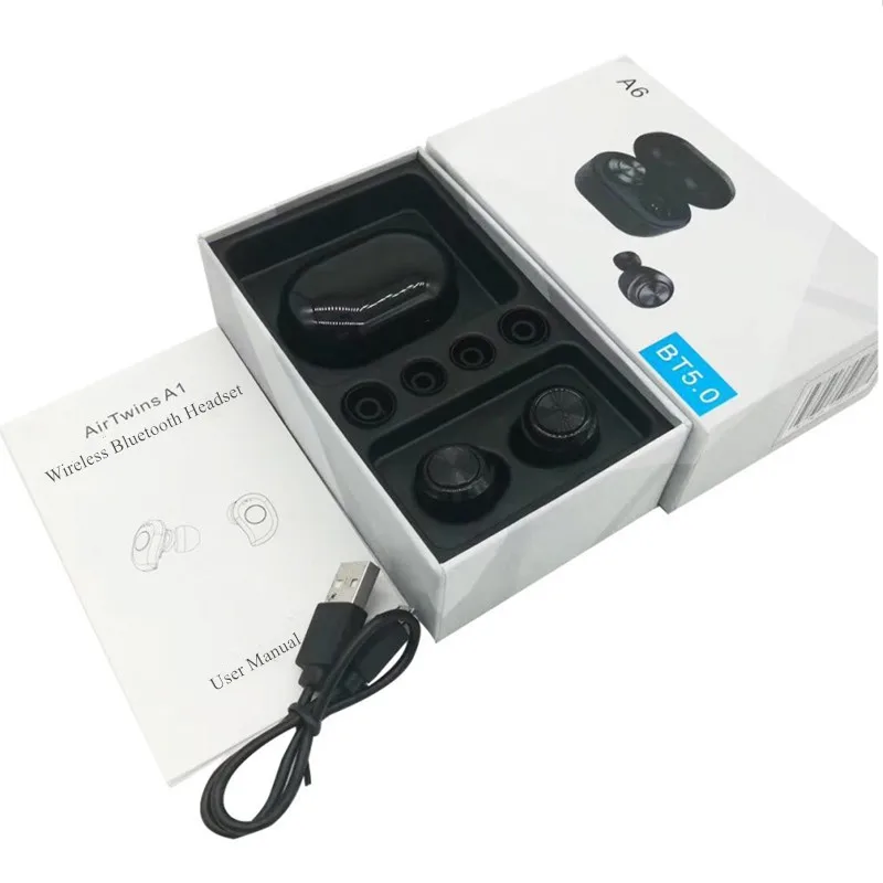Twins Mini Blue Tooth True беспроводные наушники A6 TWS гарнитура для телефона с микрофоном спортивные