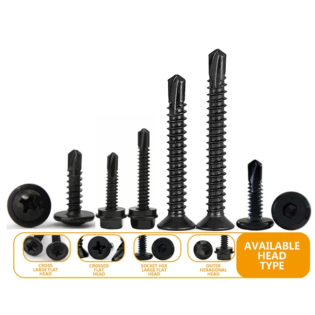 Iron Black Zinc Self-tapping Self-drilling Screws Black Steel Tile Nails Dovetail Self-drilling Wood Screws M4.2 M4.8 M5 M5.5
