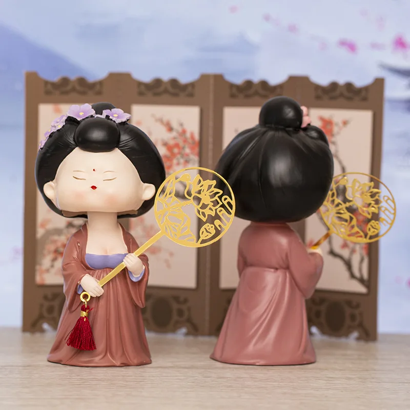 Chinese historical figure modeling shaking head doll car mounted shaking head ornament resin handicraft