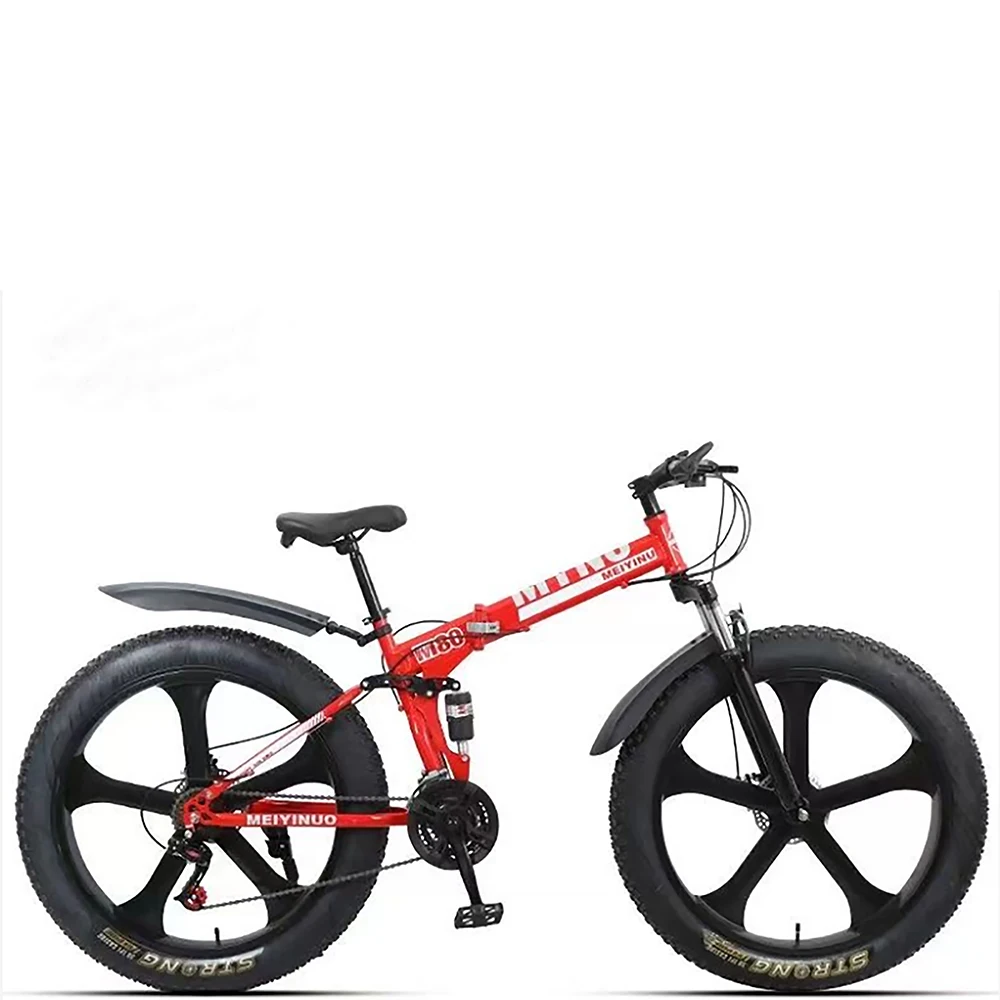 Wholesale foldable full suspension 21/24/27 speed 26inch mountain bicycle snow bike with big fat tyre.