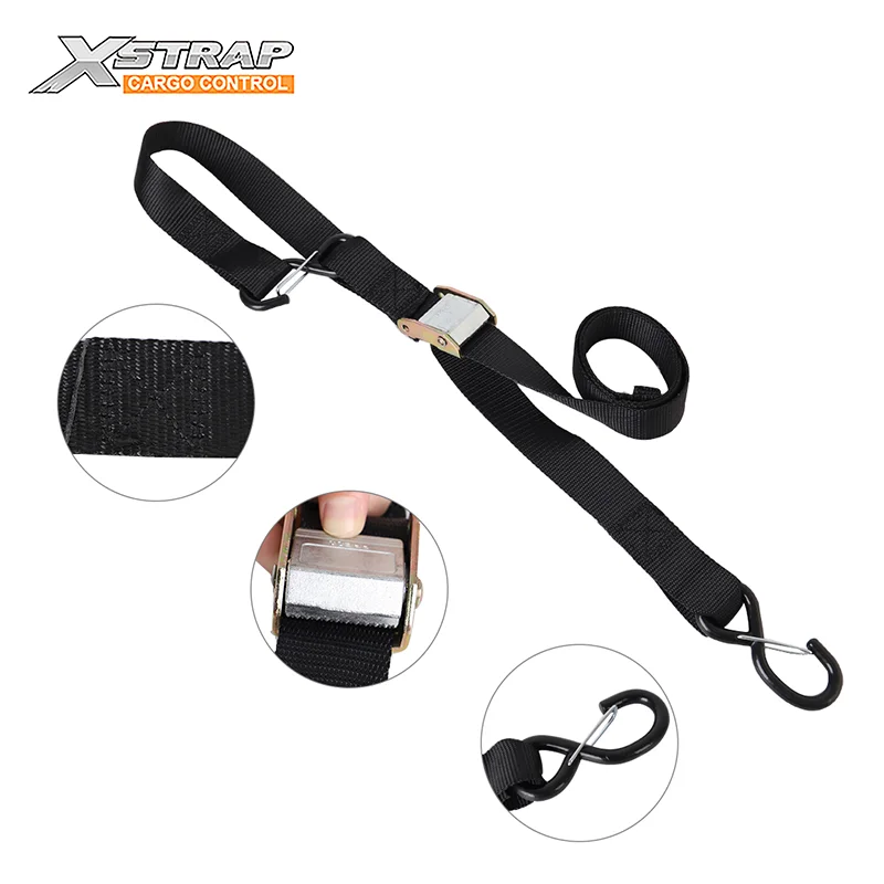 Heavy Duty 1.5 Inch 38mm 2500lbs Motorcycle Tie Down Strap with S Hooks for Cargo Lashing