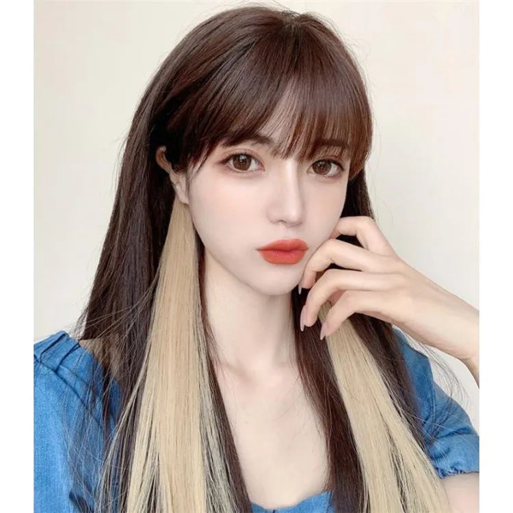 
Women fashion seamless hair clip wigs Hair invisible Straight hair extension ear side wigs SW086 