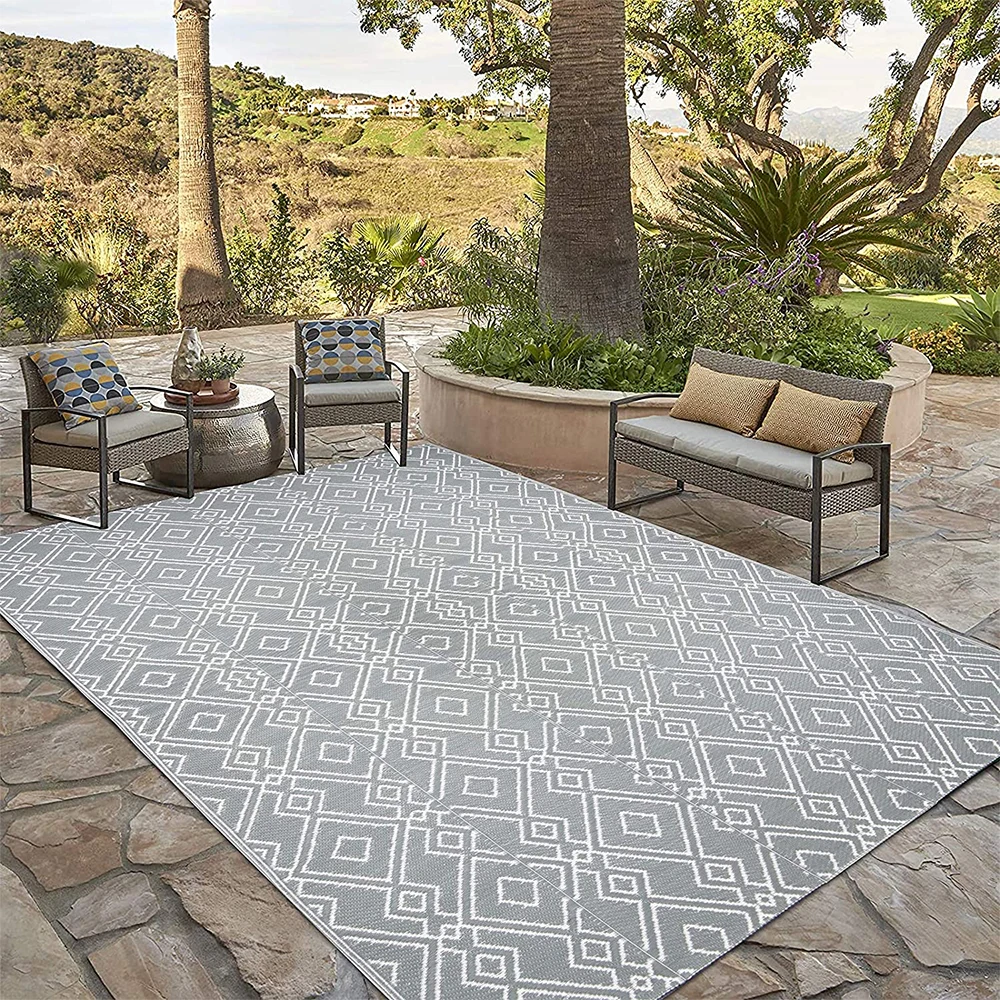 Wholesale custom waterproof folding outdoor carpet pp plastic patio rug mat