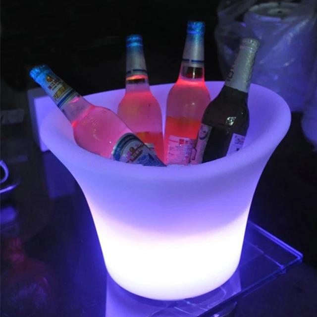 Wholesale Colorfuldeco Led Factory Plastic Forevents Ktv Nightclub  With Led Light Double Wall Ice Bucket