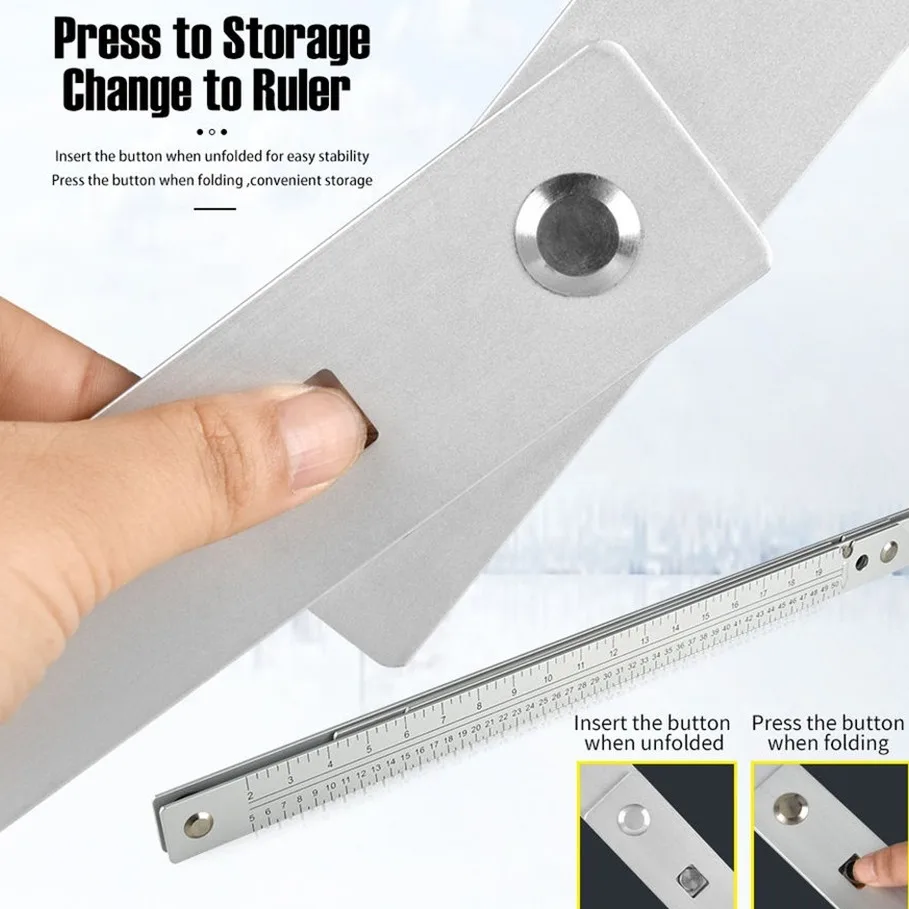 JDSR Woodworking Easy to Operate Aluminum  Folding triangle ruler