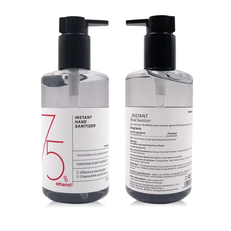 
Fast Delivery Food Grade 75% Ethyl Alcohol Instant Hand Sanitizer Sanatizer with Pump Bottles 