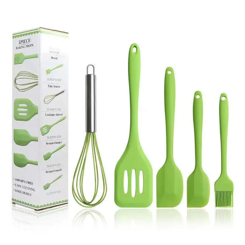 Silicone Cookware 5 Piece Baking Cookware Full set of Silicone Cookware Spade, Brush, Egg Beater, Cooking Kit