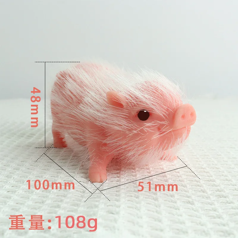 Cross border hot selling soft silicone pig simulation rebirth realistic office decompression toy pet bow silicone pig