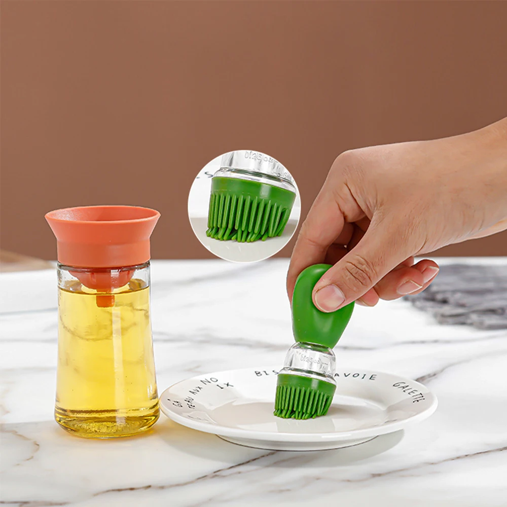 Factory Wholesale Cooking Tools Kitchen Olive Glass Oil Bottle With Silicone Oil Brush Dropper for Kitchen BBQ