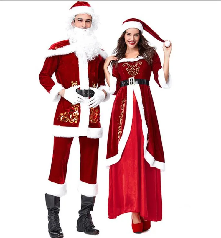 7 шт. комплект для взрослых и детей; Для мужчин; Рождественский костюм Санта Клауса COS костюмы Санта-Клауса