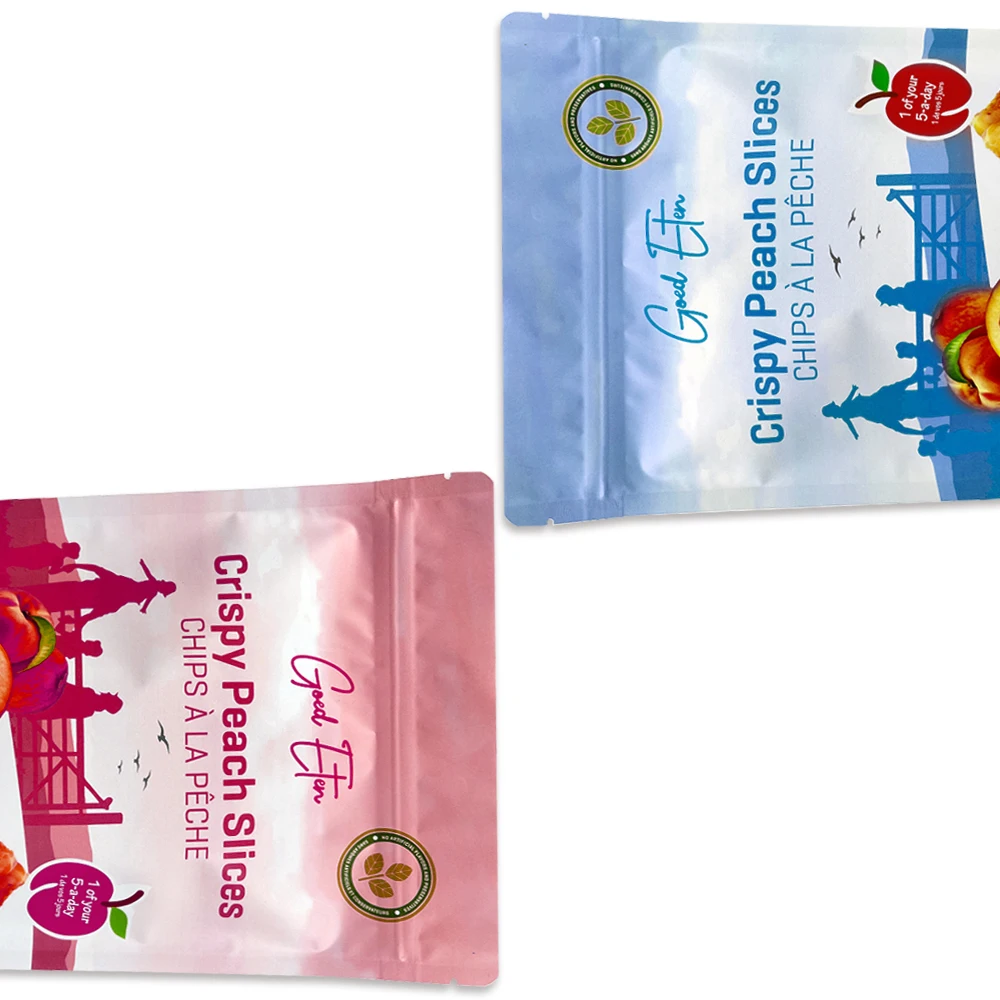 Custom Print Moisture Proof Stand Up Zipper Bag Mylar Bag For Crispy Fruit Slices Packaging Bag