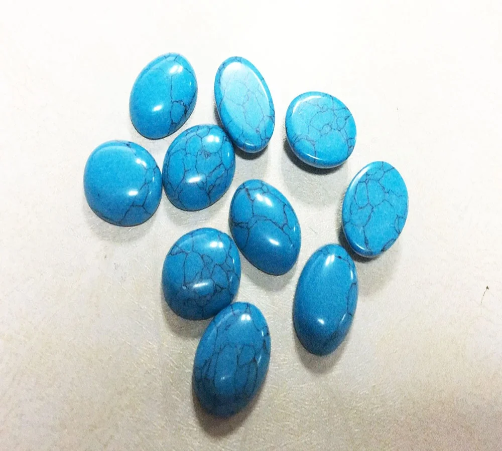 Качественный полированный искусственный овальный кабошон с плоской задней поверхностью 18x25 мм бирюзовые свободные камни
