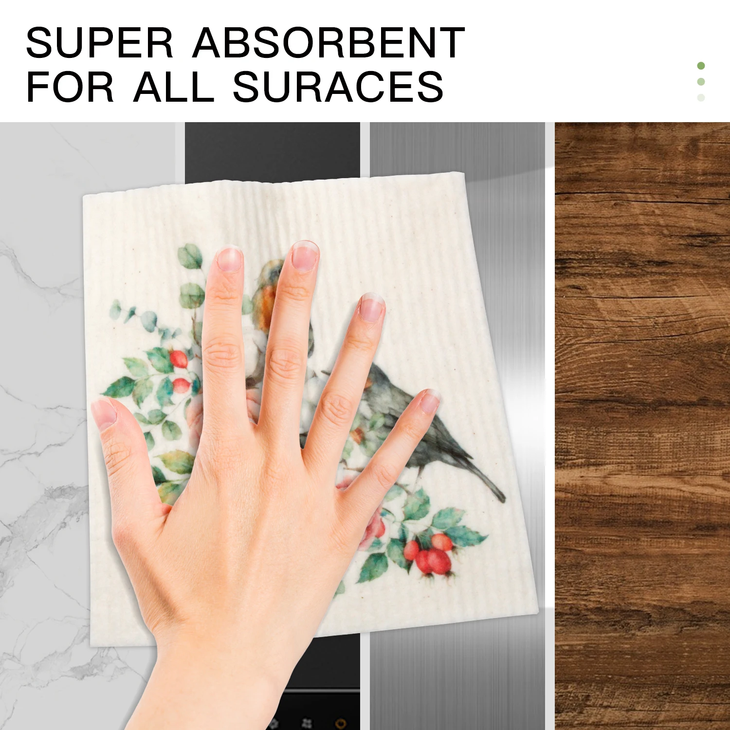 Eco Friendly Reusable biodegradable custom printed swedish Cellulose Sponge Cleaning Cloths for Kitchen Dish Rags Washing