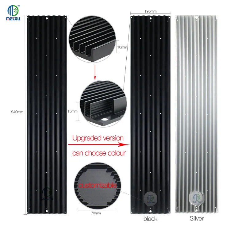  Meijiu 940x195x15 мм OEM 100 Вт кованый алюминиевый светодиодный радиатор для светодиодной сельскохозяйственной лампы выращивания