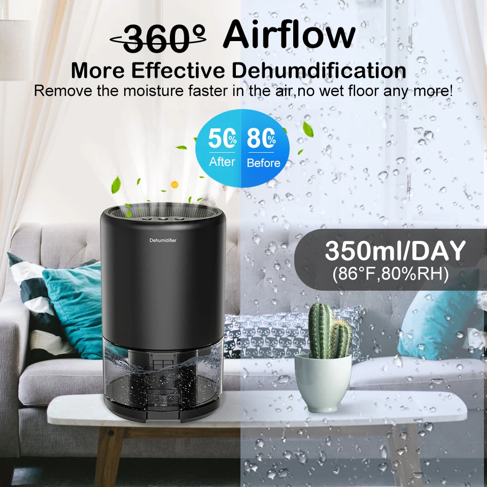 Dehumidifier for Home Small Dehumidifier for Bedroom Portable Small Dehumidifier with 7 Color Lights Quiet Sleep Mode