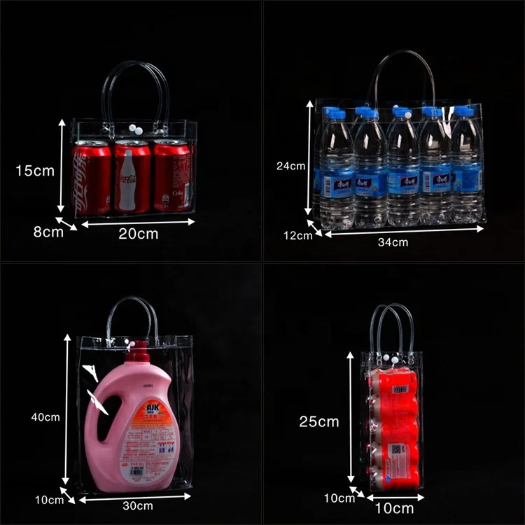 2021 fashionable style clear transparent pvc beach handle tote bag for shopping gift promotional with handles and Hasp