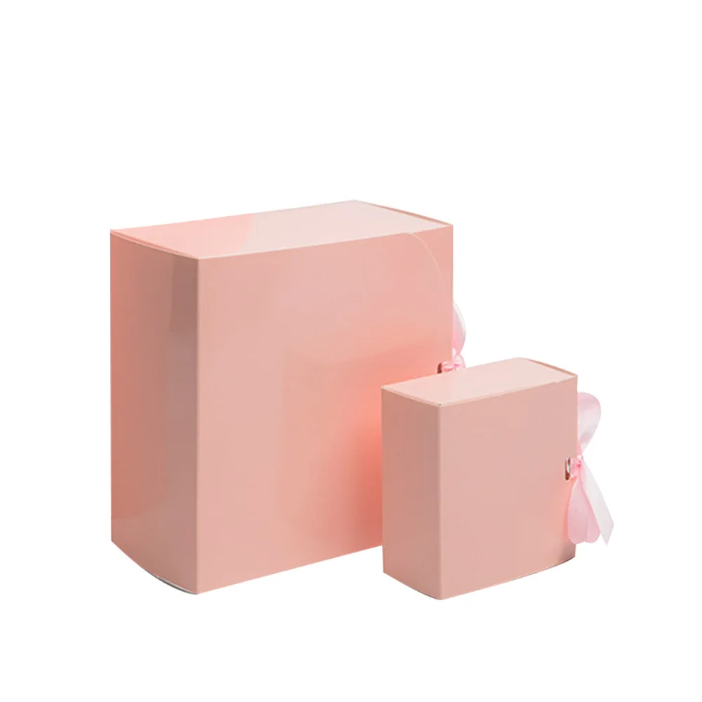 Ribbon jewelry box bow baking cardboard box foldable packaging flip gift box logo customization