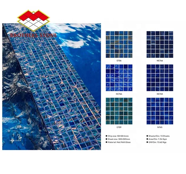 Wholesale Modern Hot Sale Blue Crystal Cracked Glass Mosaic Tiles Swimming Pool Mosaic