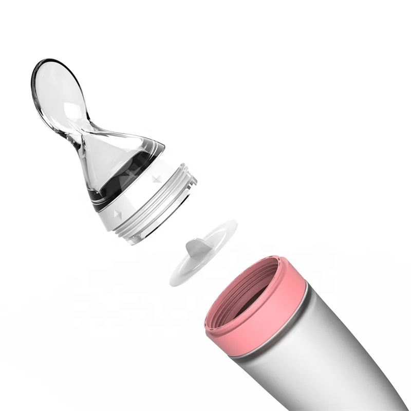 Silicone New Babi Product Baby Squeeze Rice Paste Fruit Feeding Bottle With Spoon Feeder For Kids